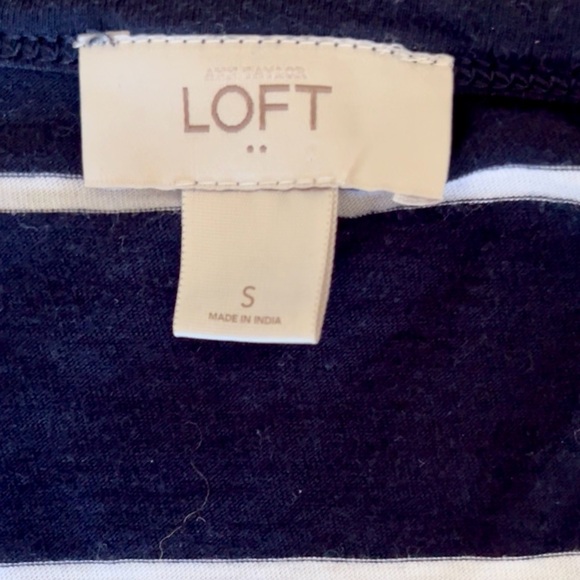 LOFT Navy and White Striped Short Sleeve Tee - Picture 6 of 6